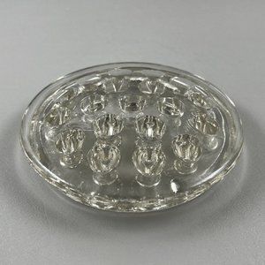 Vintage Clear Glass 5” Flower Frog 19 Hole Stem Holder Arranging